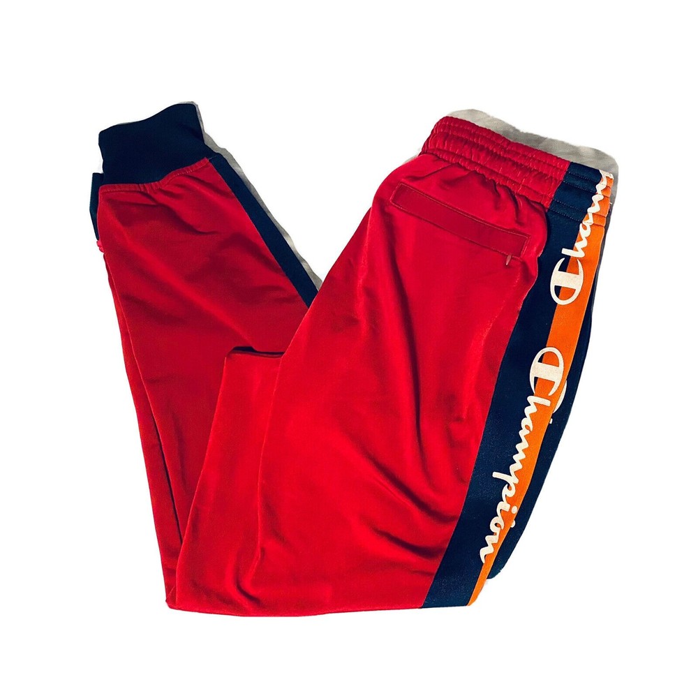 Champion Men's Large Sweatpants Vintage Look Leg Stripes Red Jogger Workout Pant